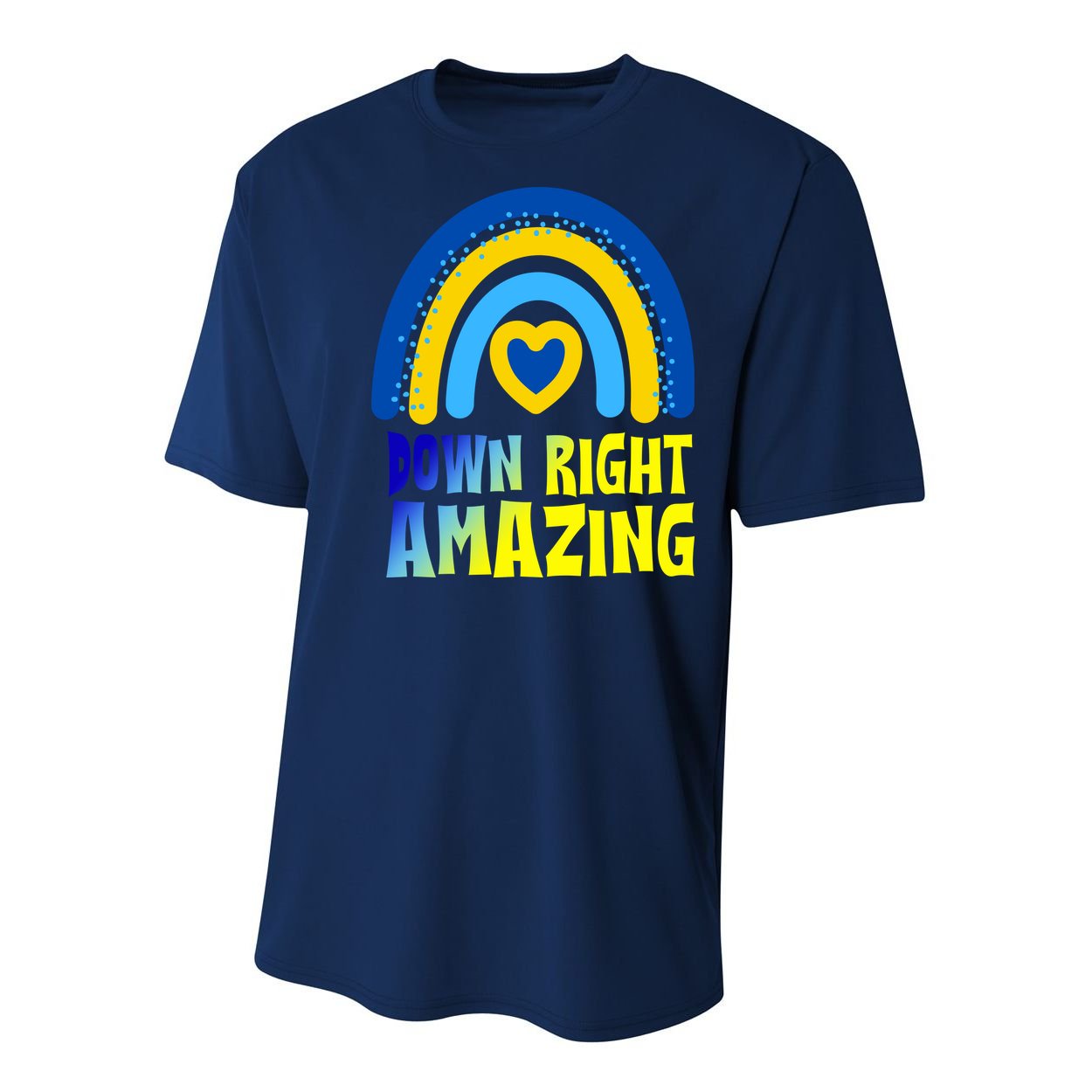 Down Right Amazing Rainbow Down Syndrome Awareness Youth Performance Sprint T-Shirt