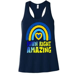 Down Right Amazing Rainbow Down Syndrome Awareness Women's Racerback Tank