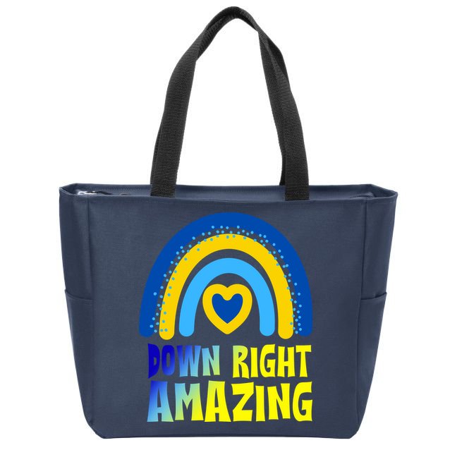 Down Right Amazing Rainbow Down Syndrome Awareness Zip Tote Bag