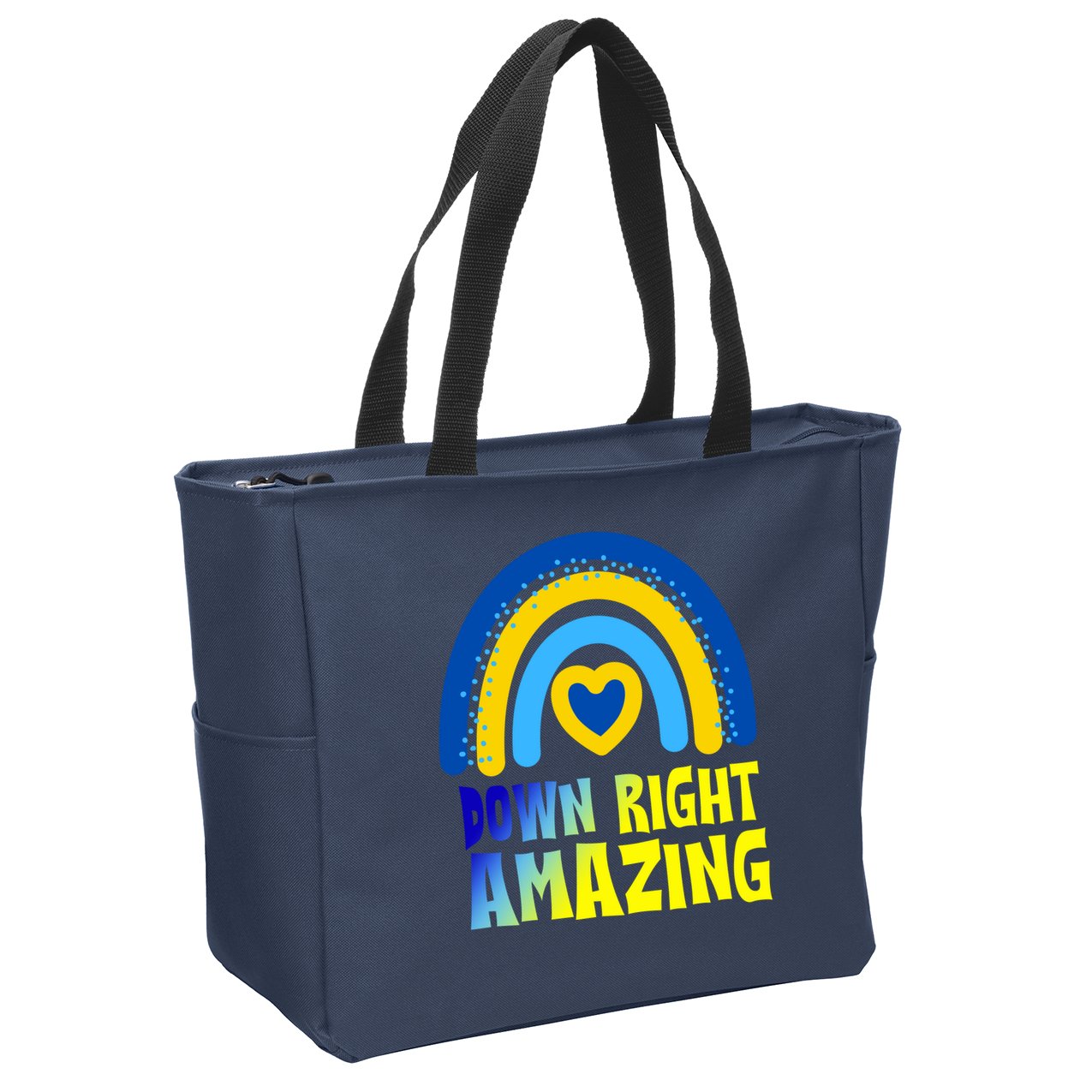 Down Right Amazing Rainbow Down Syndrome Awareness Zip Tote Bag