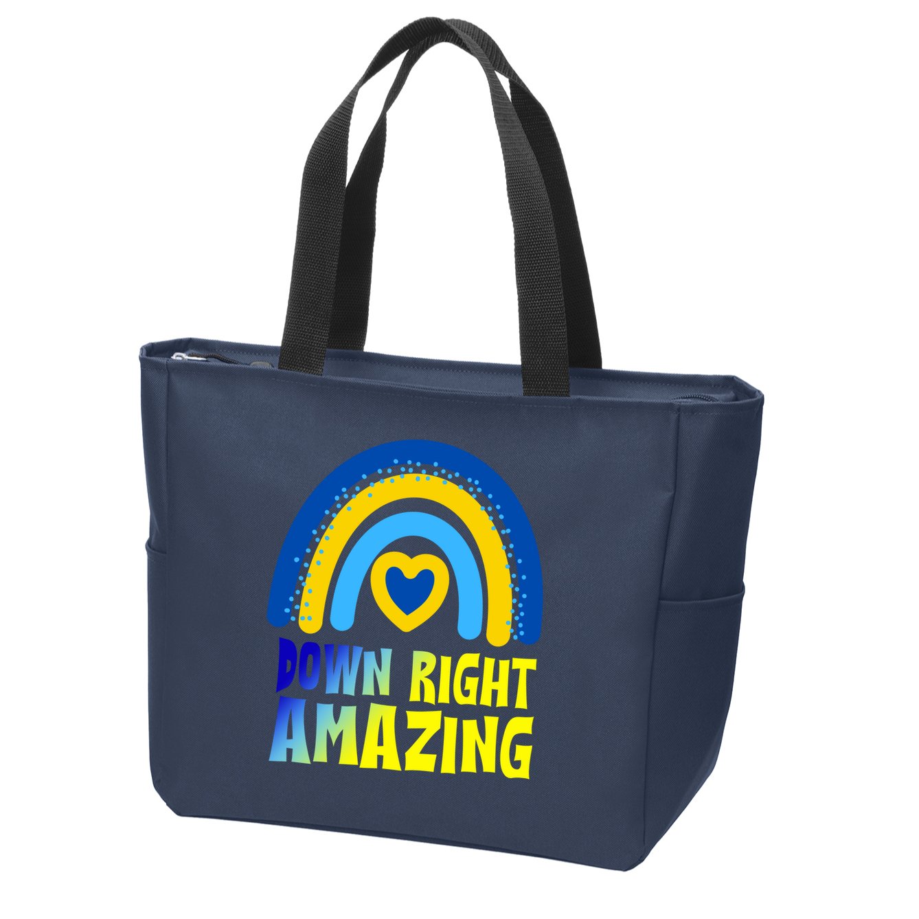 Down Right Amazing Rainbow Down Syndrome Awareness Zip Tote Bag