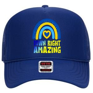 Down Right Amazing Rainbow Down Syndrome Awareness High Crown Mesh Back Trucker Hat