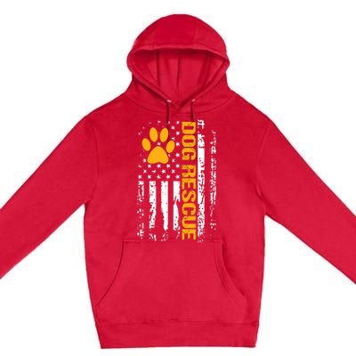 Dog Rescue American Flag Dog Shelter Dog Adoption Premium Pullover Hoodie