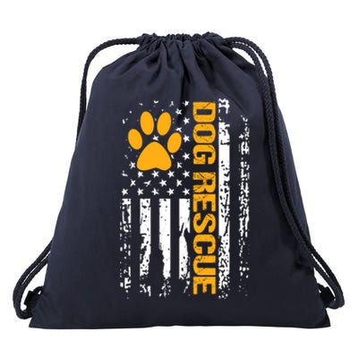 Dog Rescue American Flag Dog Shelter Dog Adoption Drawstring Bag