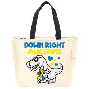 Down Right Awesome Dino Down Syndrome Awareness Zip Tote Bag