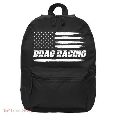 Drag Racing American Flag Drag Racer Race 16 in Basic Backpack