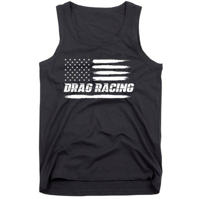 Drag Racing American Flag Drag Racer Race Tank Top