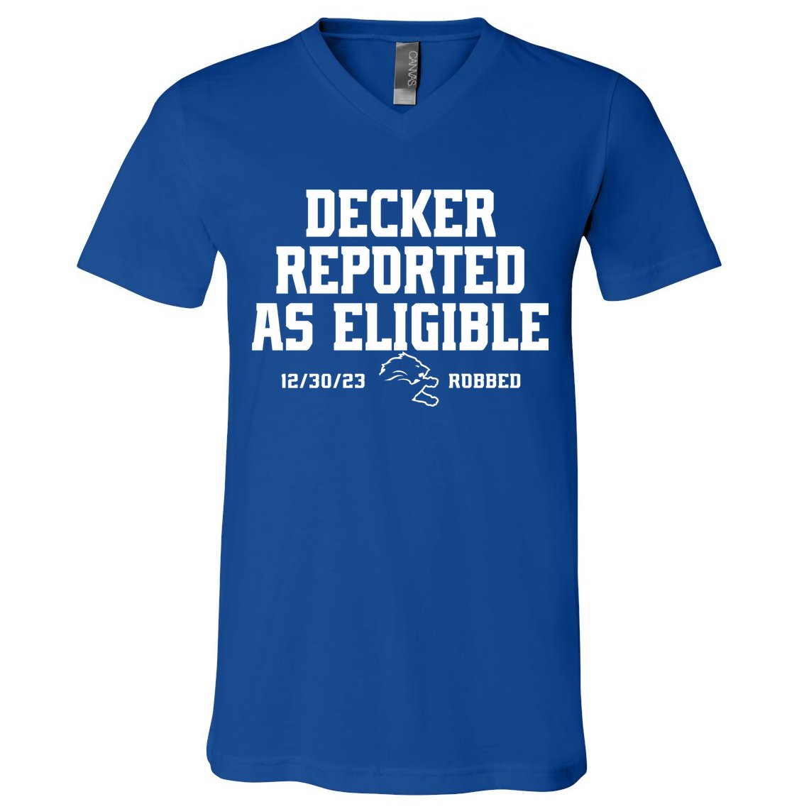 Decker Reported As Eligible Detroit Football V-Neck T-Shirt