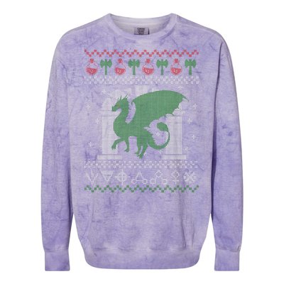 Dragon DnD Ugly Christmas Sweater Colorblast Crewneck Sweatshirt