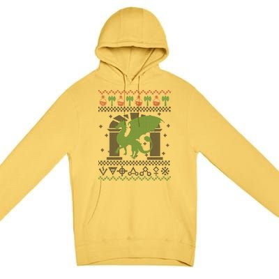 Dragon DnD Ugly Christmas Sweater Premium Pullover Hoodie