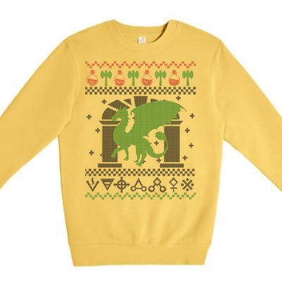 Dragon DnD Ugly Christmas Sweater Premium Crewneck Sweatshirt