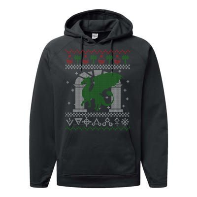 Dragon DnD Ugly Christmas Sweater Performance Fleece Hoodie