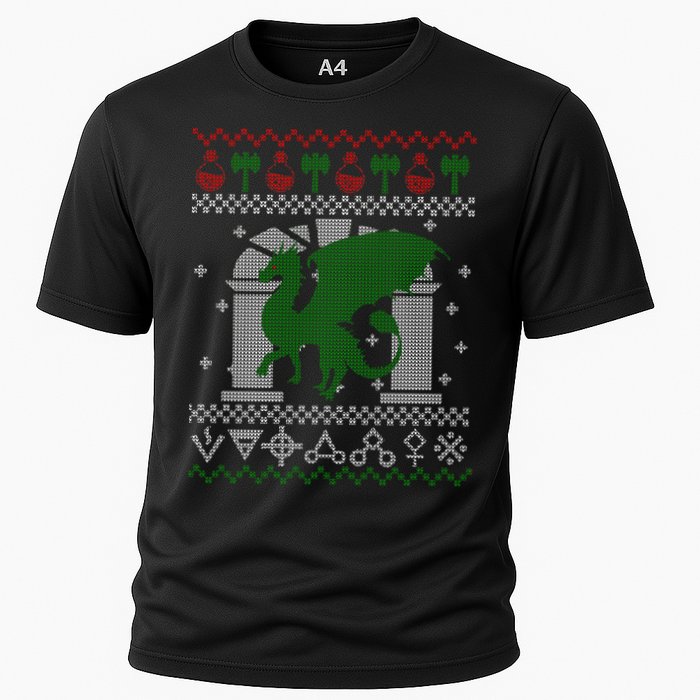 Dragon DnD Ugly Christmas Sweater Cooling Performance Crew T-Shirt