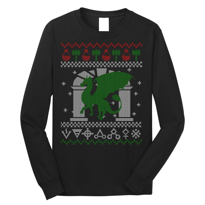 Dragon DnD Ugly Christmas Sweater Long Sleeve Shirt