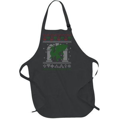 Dragon DnD Ugly Christmas Sweater Full-Length Apron With Pockets