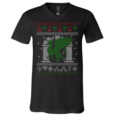 Dragon DnD Ugly Christmas Sweater V-Neck T-Shirt