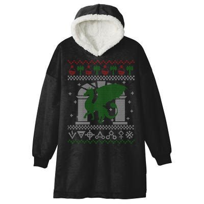 Dragon DnD Ugly Christmas Sweater Hooded Wearable Blanket