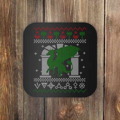 Dragon DnD Ugly Christmas Sweater Coaster