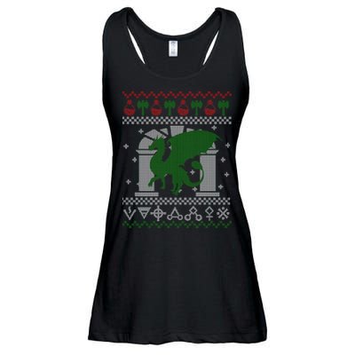 Dragon DnD Ugly Christmas Sweater Ladies Essential Flowy Tank
