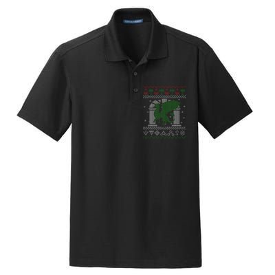 Dragon DnD Ugly Christmas Sweater Dry Zone Grid Polo