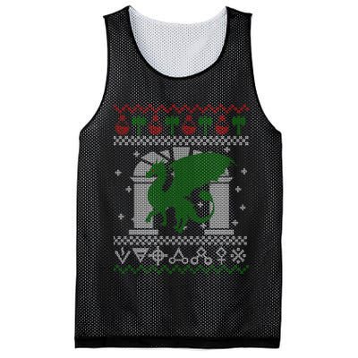 Dragon DnD Ugly Christmas Sweater Mesh Reversible Basketball Jersey Tank
