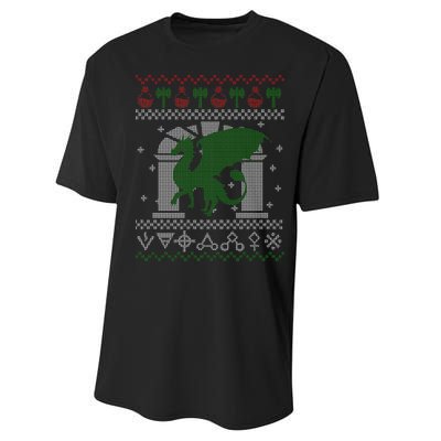 Dragon DnD Ugly Christmas Sweater Performance Sprint T-Shirt