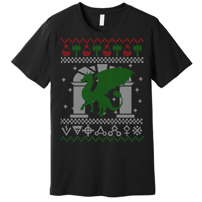 Dragon DnD Ugly Christmas Sweater Premium T-Shirt