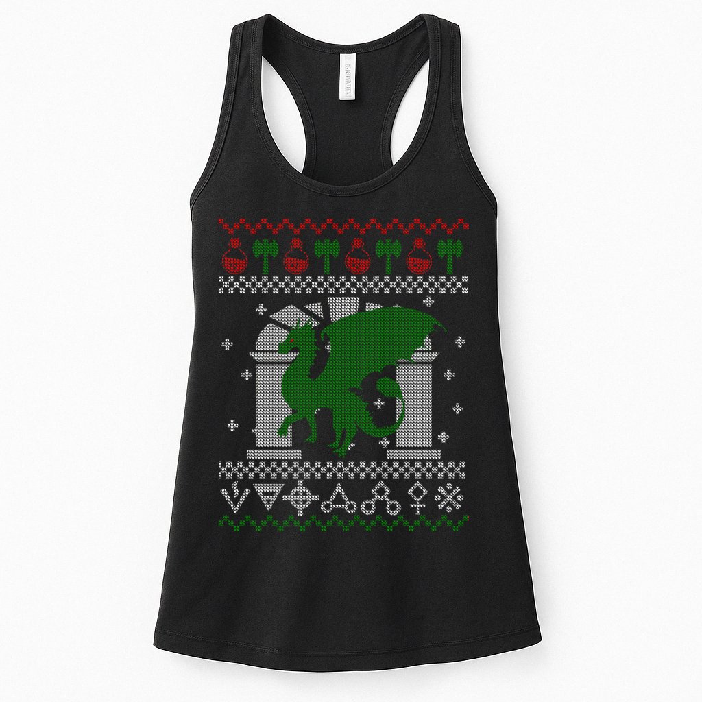 Dragon DnD Ugly Christmas Sweater Womens Tank Top