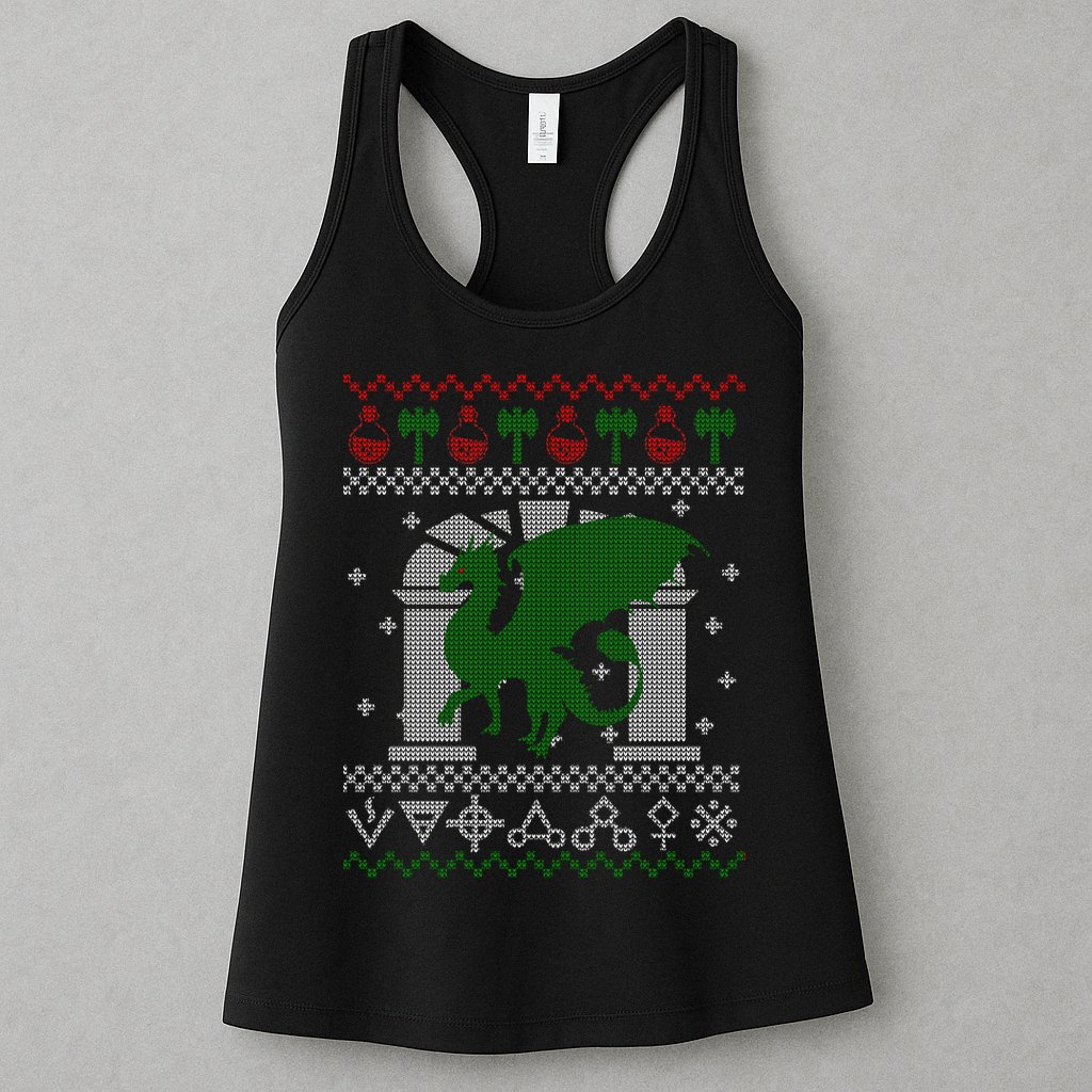 Dragon DnD Ugly Christmas Sweater Womens Tank Top