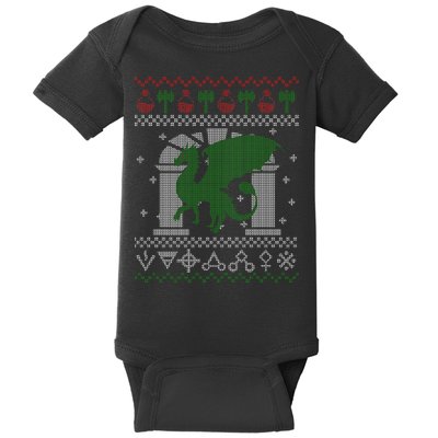 Dragon DnD Ugly Christmas Sweater Baby Bodysuit