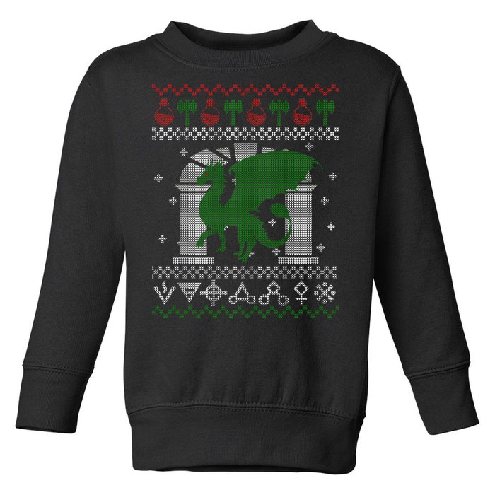 Dragon DnD Ugly Christmas Sweater Toddler Sweatshirt