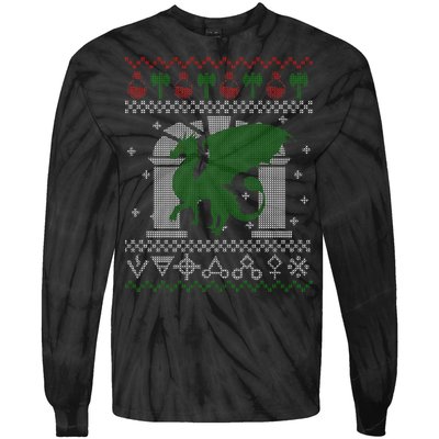 Dragon DnD Ugly Christmas Sweater Tie-Dye Long Sleeve Shirt