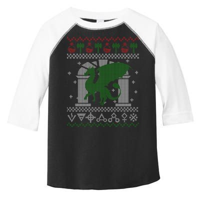 Dragon DnD Ugly Christmas Sweater Toddler Fine Jersey T-Shirt