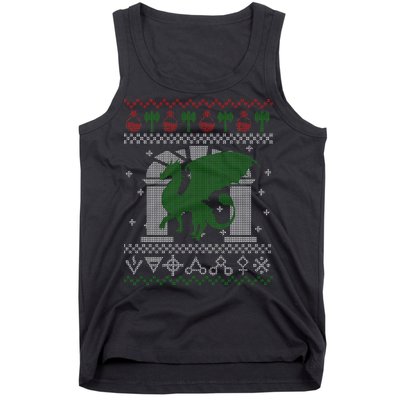 Dragon DnD Ugly Christmas Sweater Tank Top