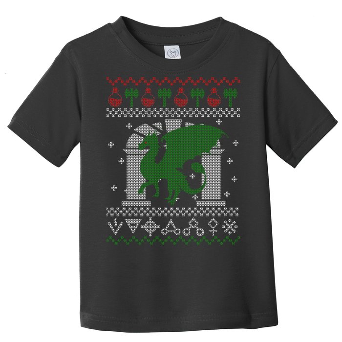 Dragon DnD Ugly Christmas Sweater Toddler T-Shirt