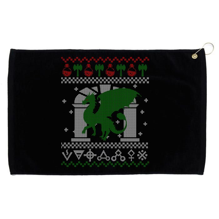 Dragon DnD Ugly Christmas Sweater Grommeted Golf Towel