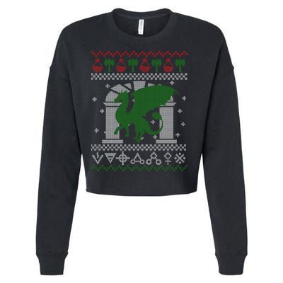 Dragon DnD Ugly Christmas Sweater Cropped Pullover Crew