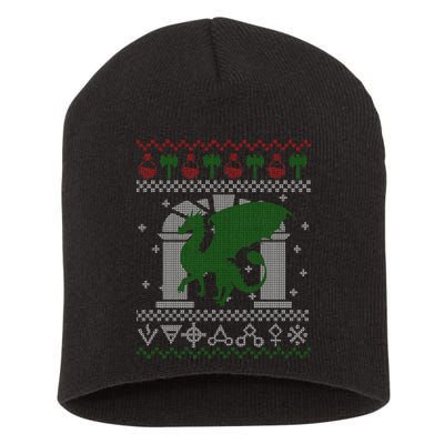 Dragon DnD Ugly Christmas Sweater Short Acrylic Beanie