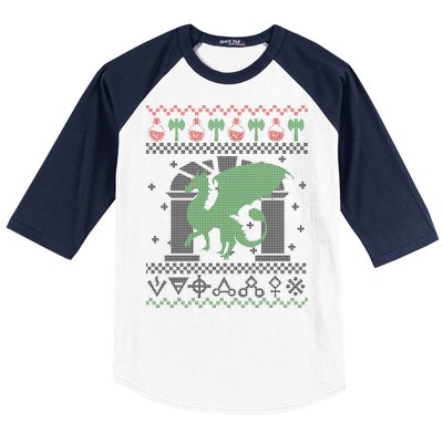 Dragon DnD Ugly Christmas Sweater Baseball Sleeve Shirt