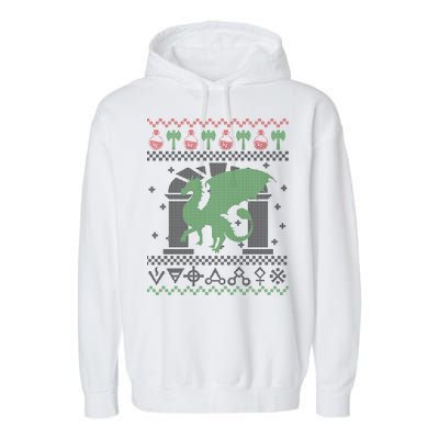 Dragon DnD Ugly Christmas Sweater Garment-Dyed Fleece Hoodie