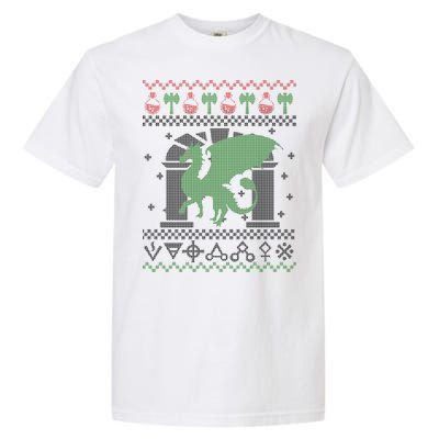 Dragon DnD Ugly Christmas Sweater Garment-Dyed Heavyweight T-Shirt