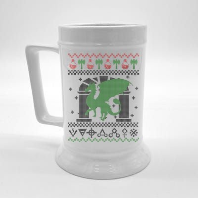 Dragon DnD Ugly Christmas Sweater Beer Stein