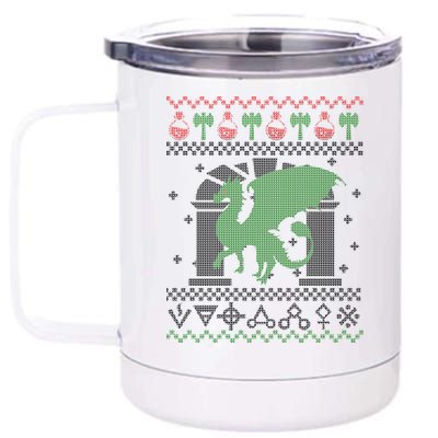 Dragon DnD Ugly Christmas Sweater 12 oz Stainless Steel Tumbler Cup