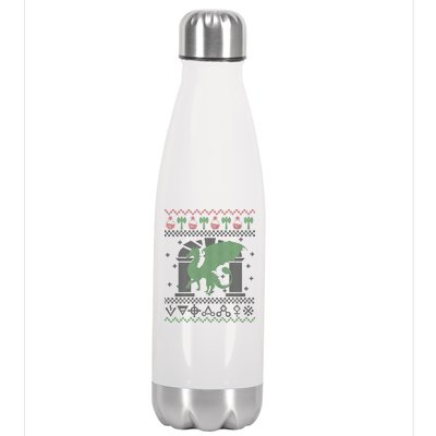 Dragon DnD Ugly Christmas Sweater Stainless Steel Insulated Water Bottle