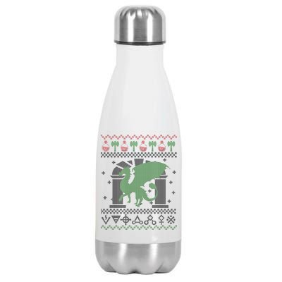 Dragon DnD Ugly Christmas Sweater Stainless Steel Insulated Water Bottle