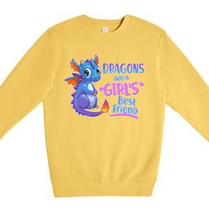 Dragons Are A Girl's Best Friend Cute Baby Dragon Premium Crewneck Sweatshirt