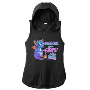 Dragons Are A Girl's Best Friend Cute Baby Dragon Ladies PosiCharge Tri-Blend Wicking Draft Hoodie Tank