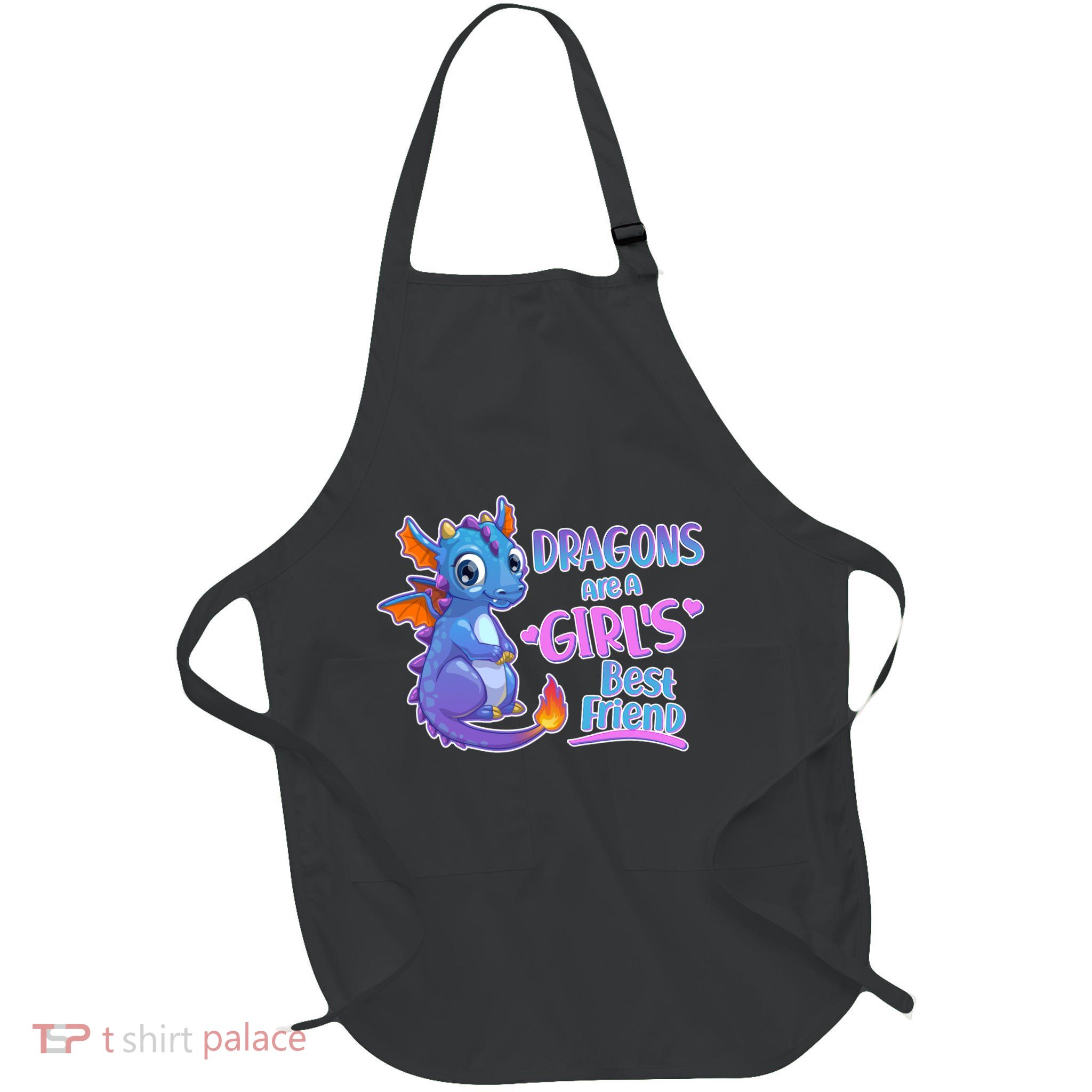 Dragons Are A Girl's Best Friend Cute Baby Dragon Full-Length Apron With Pockets