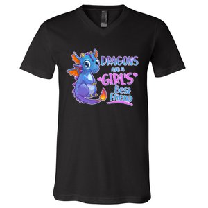 Dragons Are A Girl's Best Friend Cute Baby Dragon V-Neck T-Shirt