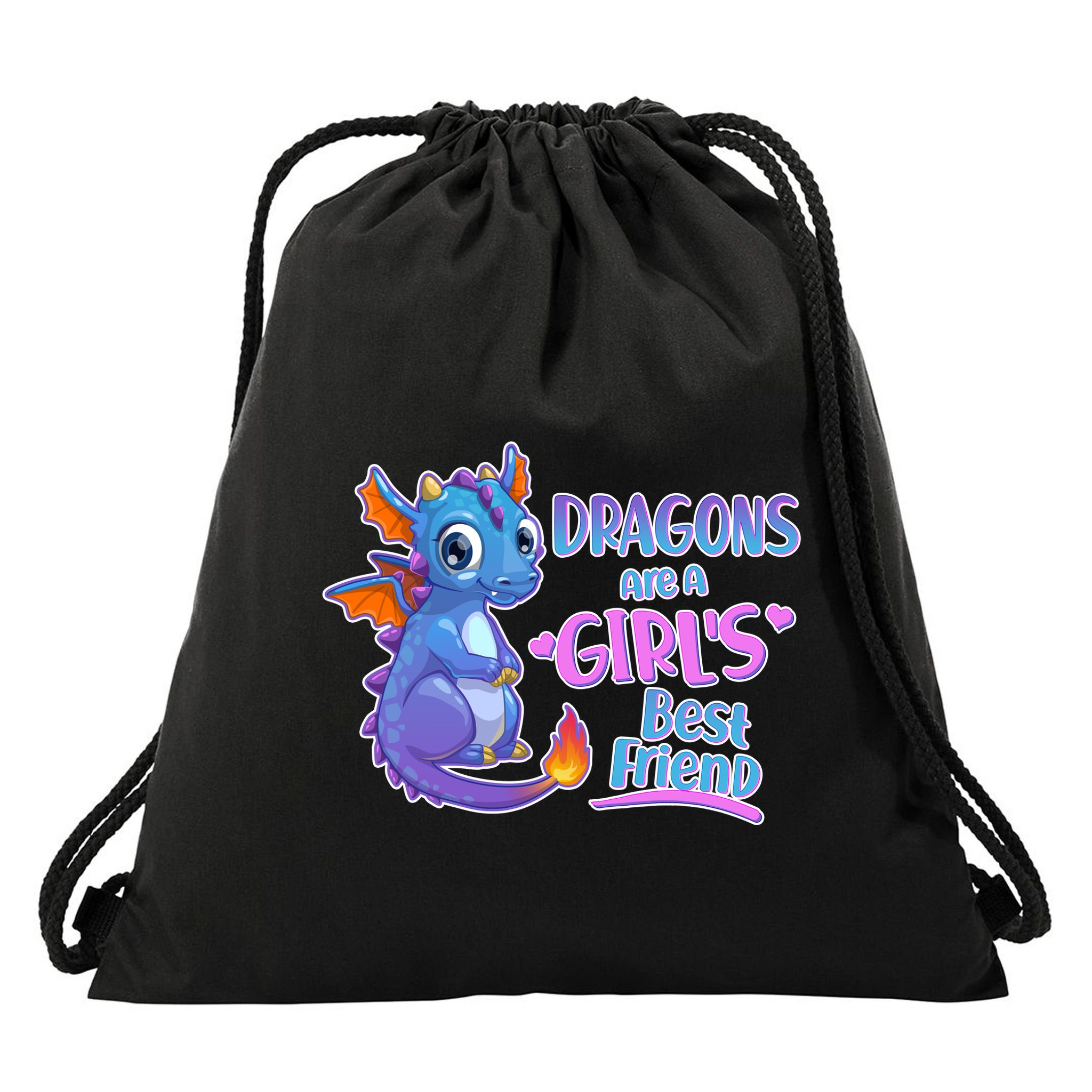 Dragons Are A Girl's Best Friend Cute Baby Dragon Drawstring Bag